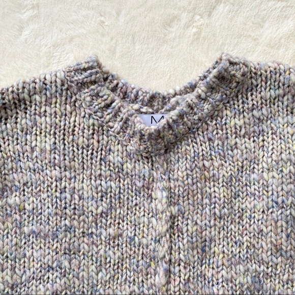 Magaschoni wool blend speckled textured chunky knit sweater size small - Picture 2 of 7